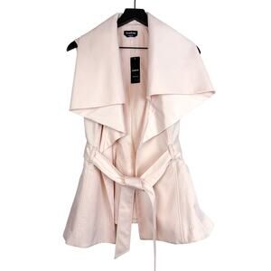 NWT Bebe Shawl Collar Drape Vest Light Pink Belted $129 - Size M